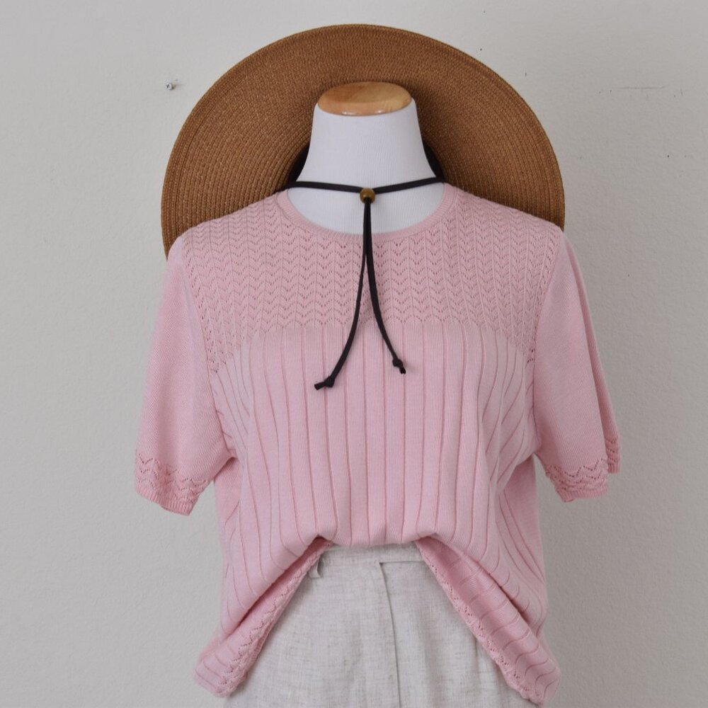 Vintage 80s Pullover Pink Knit Top
